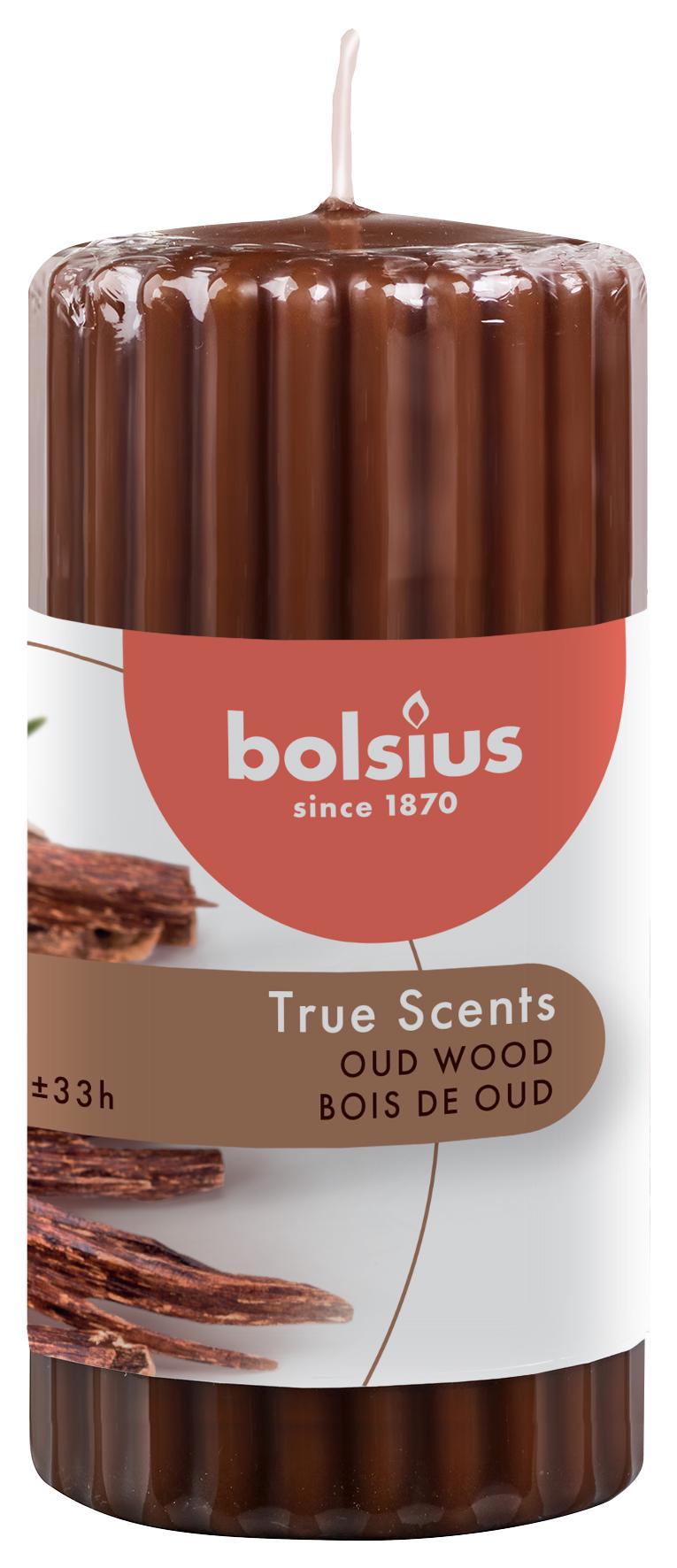 Свеча ароматическая Bolsius True Scents Drzewo agarowe столбик ребристая 120х58 мм (BOL-266770)