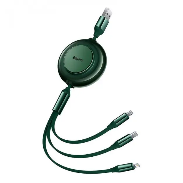 Кабель BASEUS Bright Mirror 2 Series 3в1 Cable USB to MicroUSB/Lightning/Type-C CAMJ010006 3,5A 1,1 м Green - фото 1 Кабель BASEUS Bright Mirror 2 Series 3в1 Cable USB to MicroUSB/Lightning/Type-C CAMJ010006 3,5A 1,1 м Green - фото 1