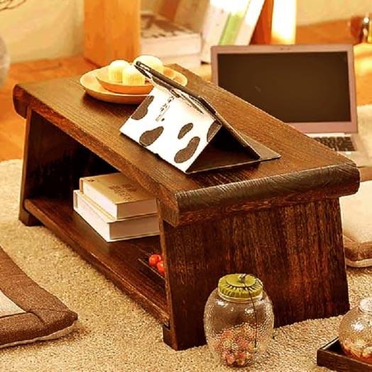 Столик для медитації з дерева Мунгалон 58х34х22 см Латте (МДТ-5834220416)