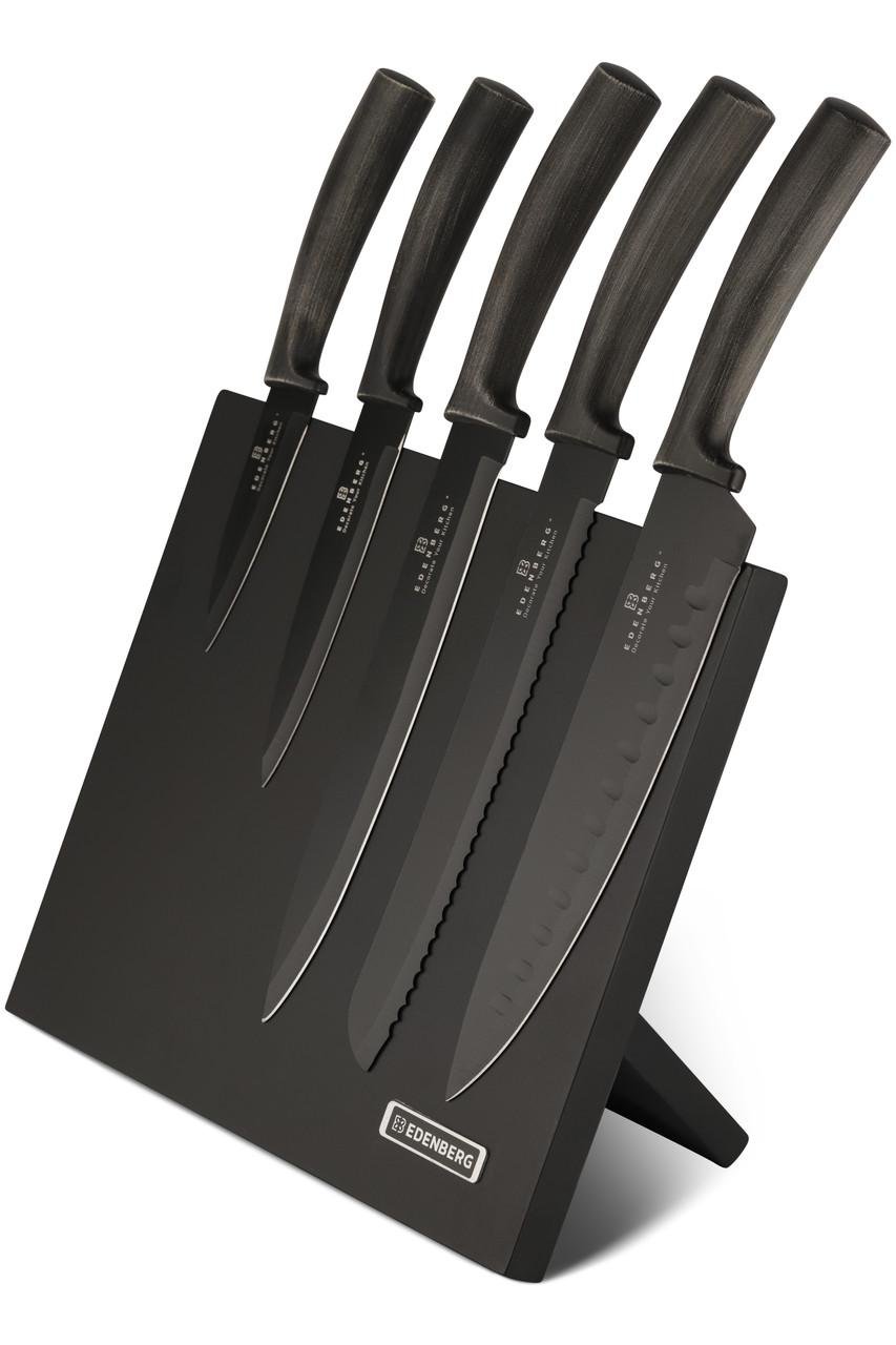 Набор ножей Edenberg 6 пр. из нержавеющей стали на магнитной подставке (EB-965) - фото 1 Набор ножей Edenberg 6 пр. из нержавеющей стали на магнитной подставке (EB-965) - фото 1