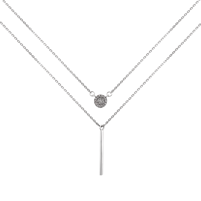 Колье серебряное двойное Притяжение с камнями