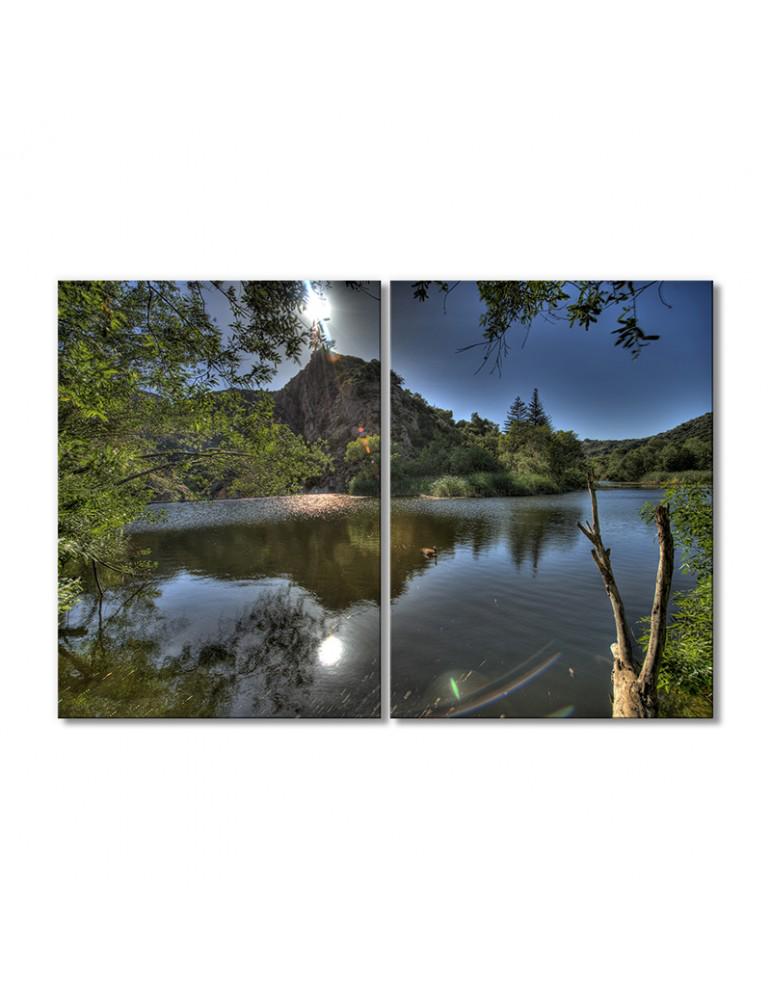 Картина модульная Темные тучи Солнце над горой 2 модуля 120x180 см