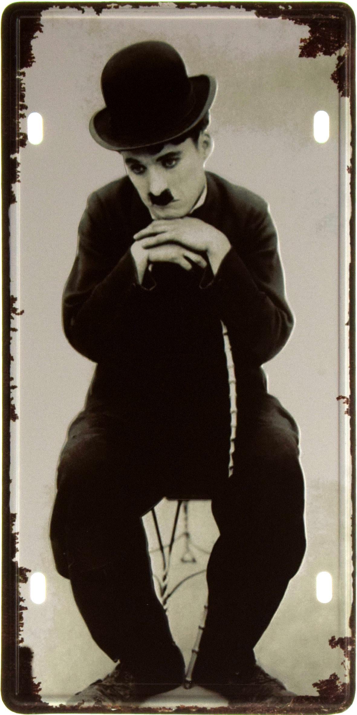 Табличка металева Чарлі Чаплін Бродяга 1915/Charlie Chaplin The Tramp 1915 15x30 см