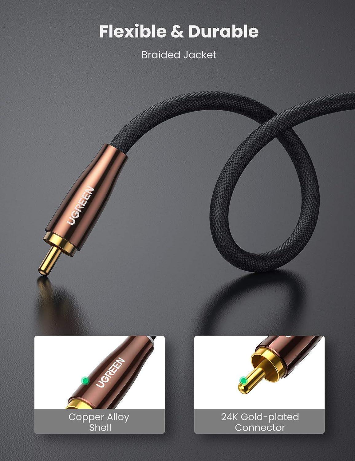 Кабель UGREEN RCA-RCA Коаксіальний Аудіо стерео S/PDIF Hi-Fi 5.1 Dolby нейлонове обплетення 3 м Чорний (40299) - фото 3 Кабель UGREEN RCA-RCA Коаксіальний Аудіо стерео S/PDIF Hi-Fi 5.1 Dolby нейлонове обплетення 3 м Чорний (40299) - фото 3