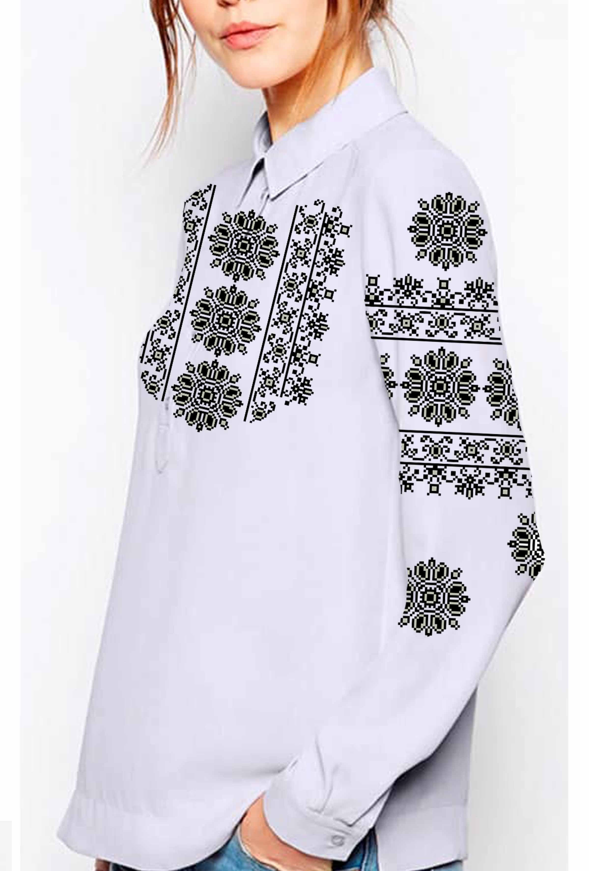 Заготовка для вишивки нитками або бісером сорочка СЖ-54 габардин Заготовка для вишивки нитками або бісером сорочка СЖ-54 габардин