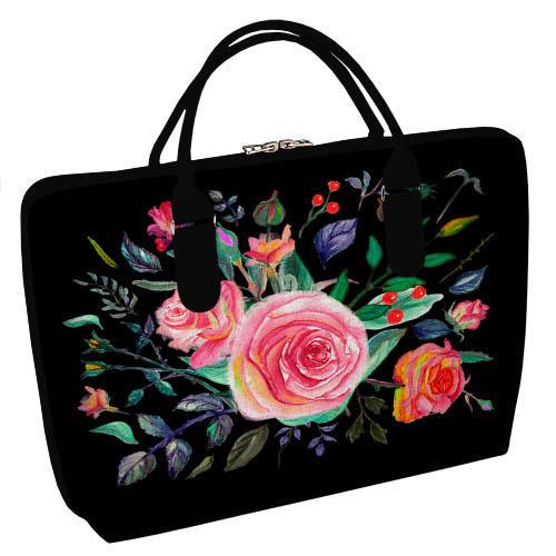 Сумка тканевая Presentville Цветы Черный (SW 16A050 BL)