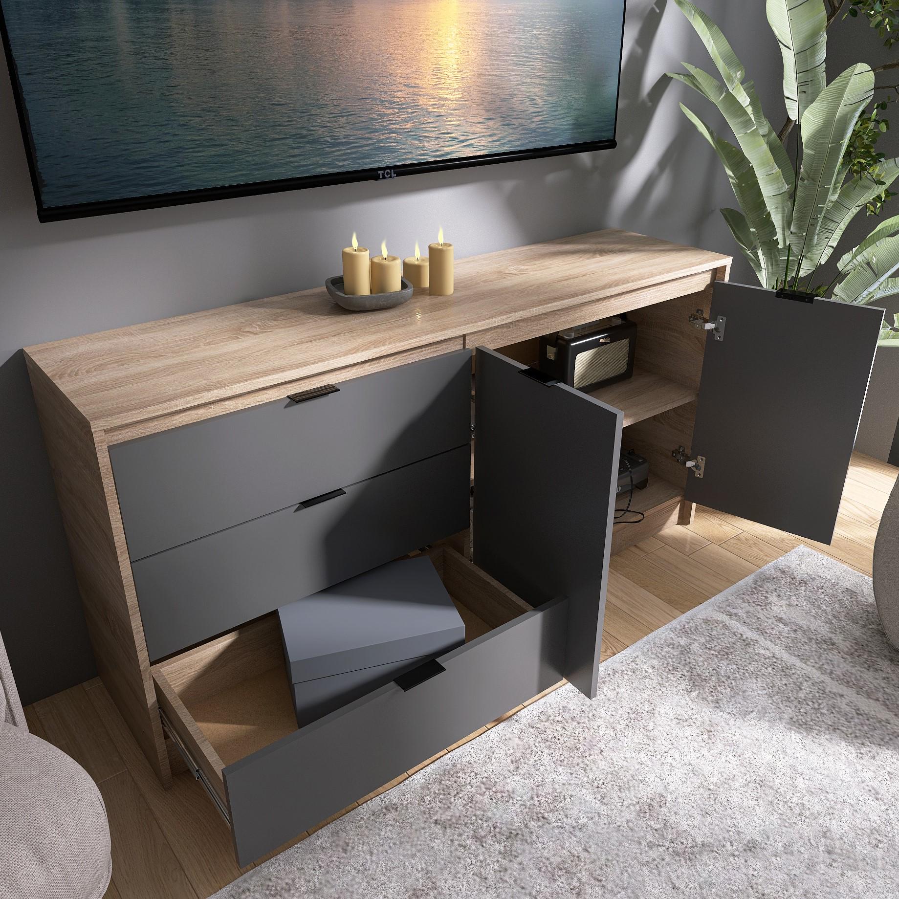 Комод Everest Сити 1500 1502х380х746 мм Сонома/Графит (11416) - фото 6 Комод Everest Сити 1500 1502х380х746 мм Сонома/Графит (11416) - фото 6