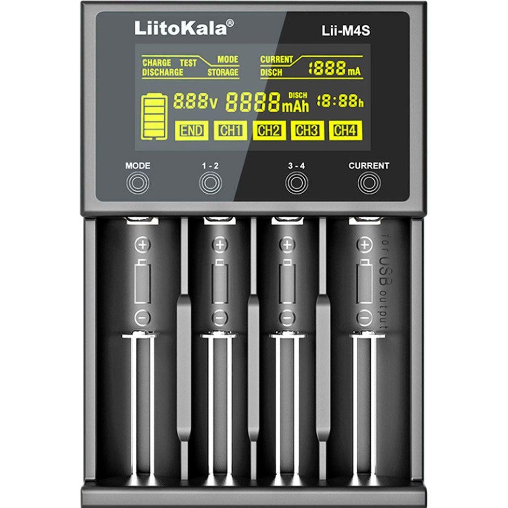 Зарядное устройство для аккумуляторов LiitoKala Lii-M4S АА/ААА/18650/21700/26650 Li-ion/Ni-MH/Ni-Cd (19413)