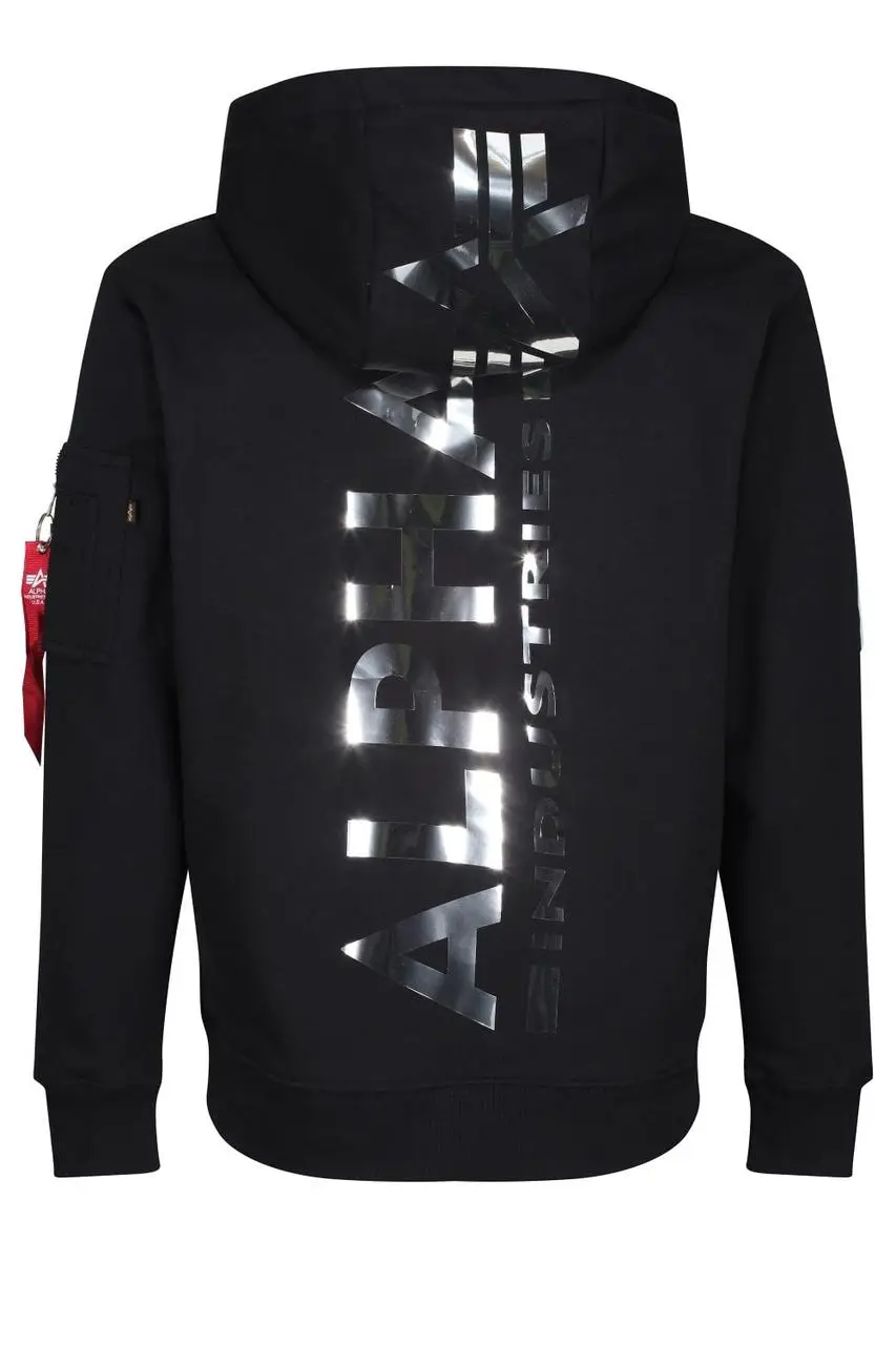 Худи Alpha Industries Back Print Hoody Foll Print M Black/Chrome (178318FP/373) - фото 4