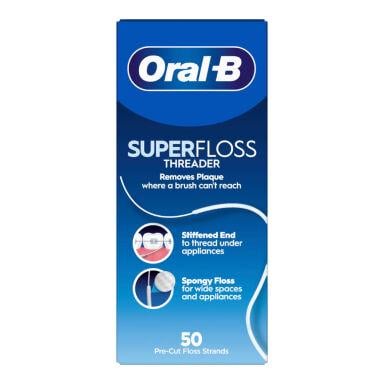 Зубная нить Oral-B SuperFloss с тонкой губкой для чистки брекетных мостов 60 см x 50 шт.(30204)