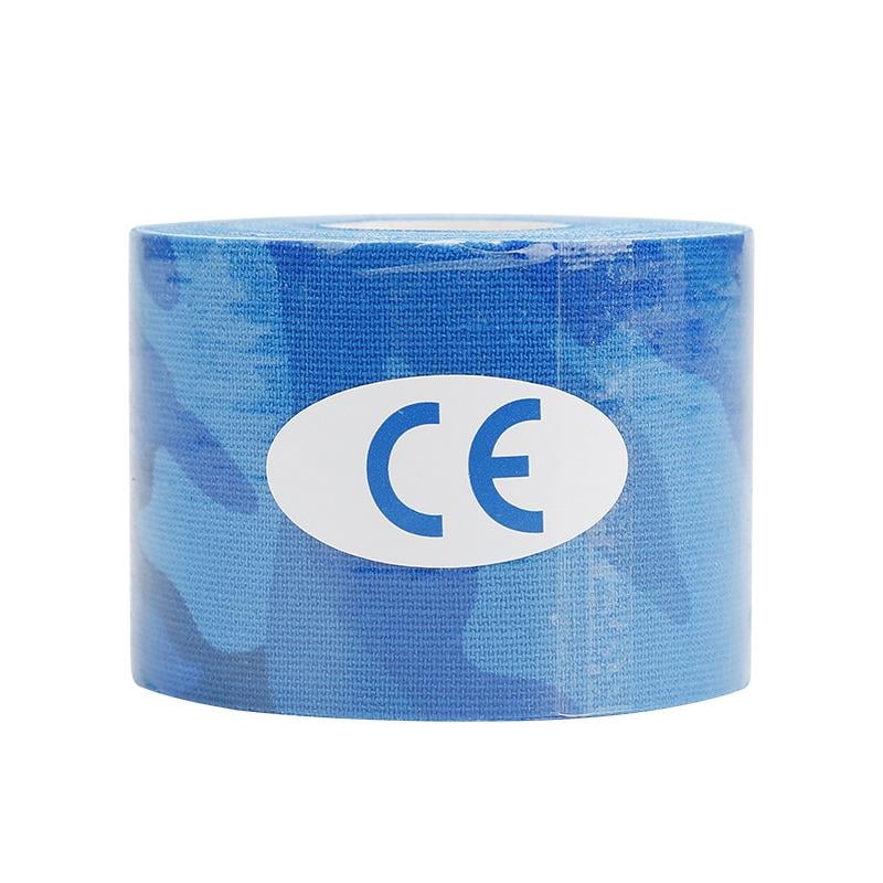 Тейп кінезіологічний для обличчя та тіла Kinesio tape 3,8 см 5 м Блакитний комуфляж (LS-KT-06-3_8)