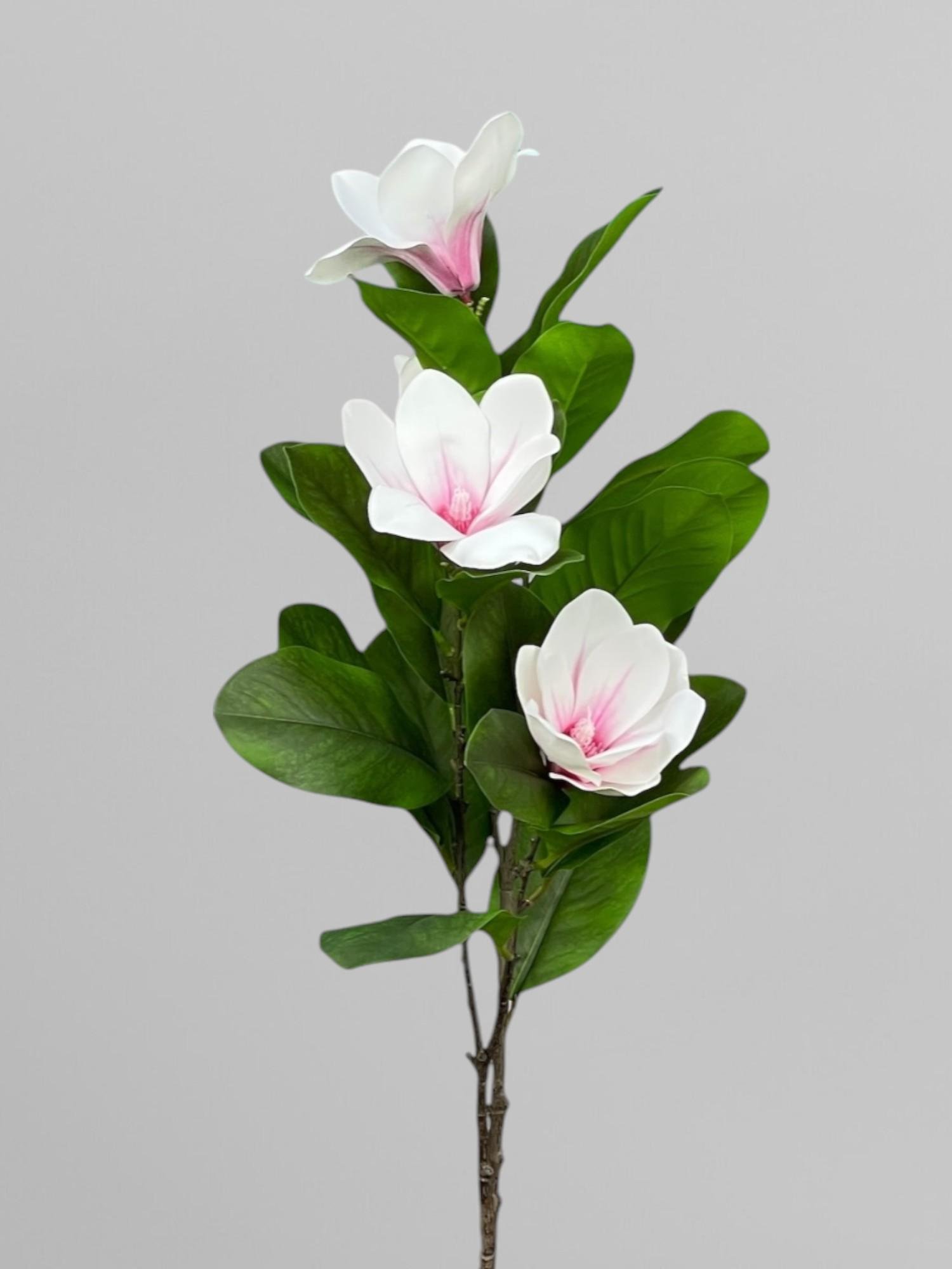 Декоративная ветвь цветов магнолия 100 см Бело-розовый (К13089)