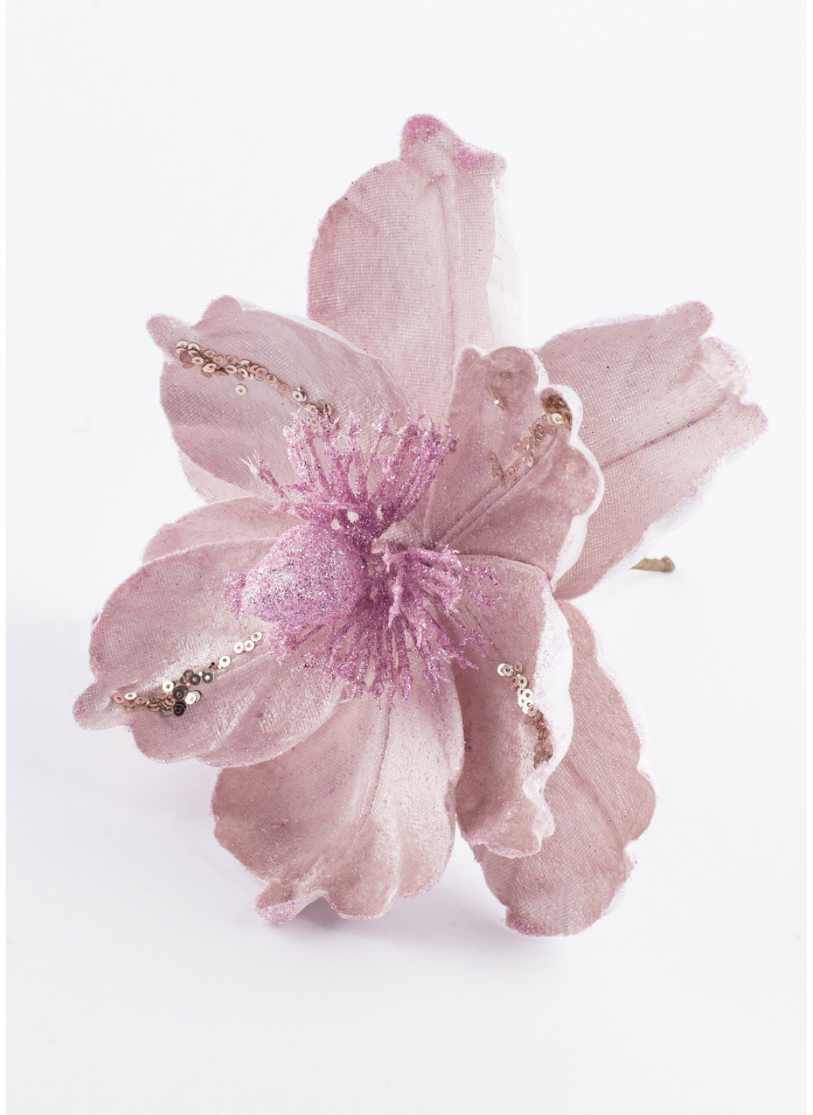 Цветок новогодний Магнолия 22 см Розовый (ma1pink)