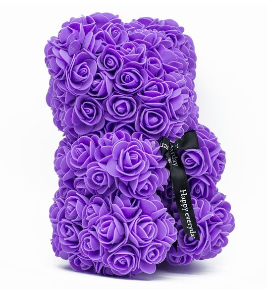 Мишка из роз с сердцем Teddy Flower Bear 25 см Purpe Мишка из роз с сердцем Teddy Flower Bear 25 см Purpe