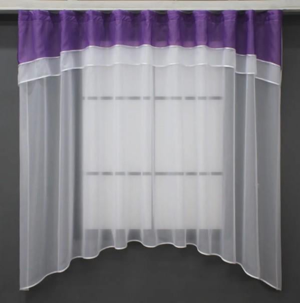 Гардина кухонная с аркой 280х170 см Белый/Фиолетовый (036к) Гардина кухонная с аркой 280х170 см Белый/Фиолетовый (036к)