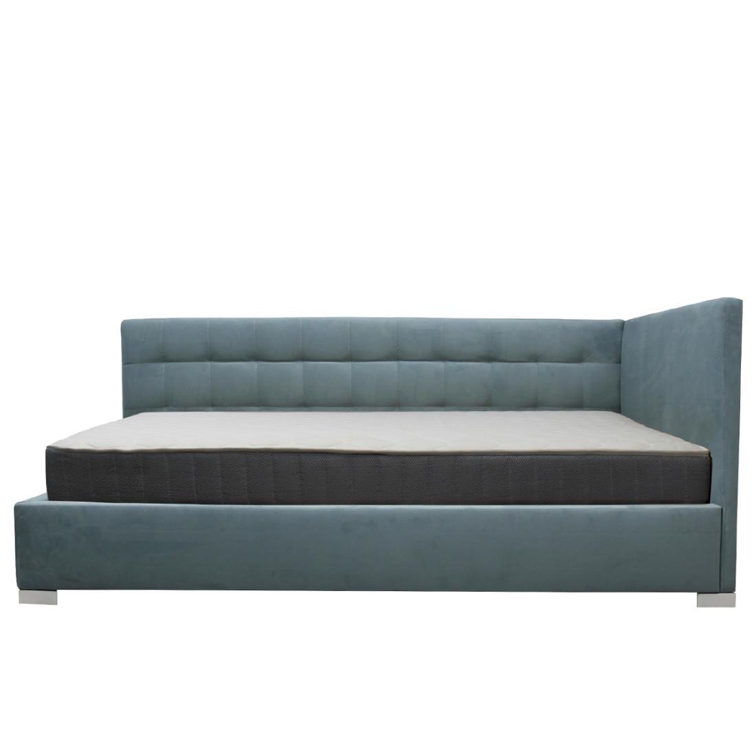 Кровать двуспальная с мягким изголовьем без матраса Шик Галичина Дора дерево/ткань 160х200 см Голубой