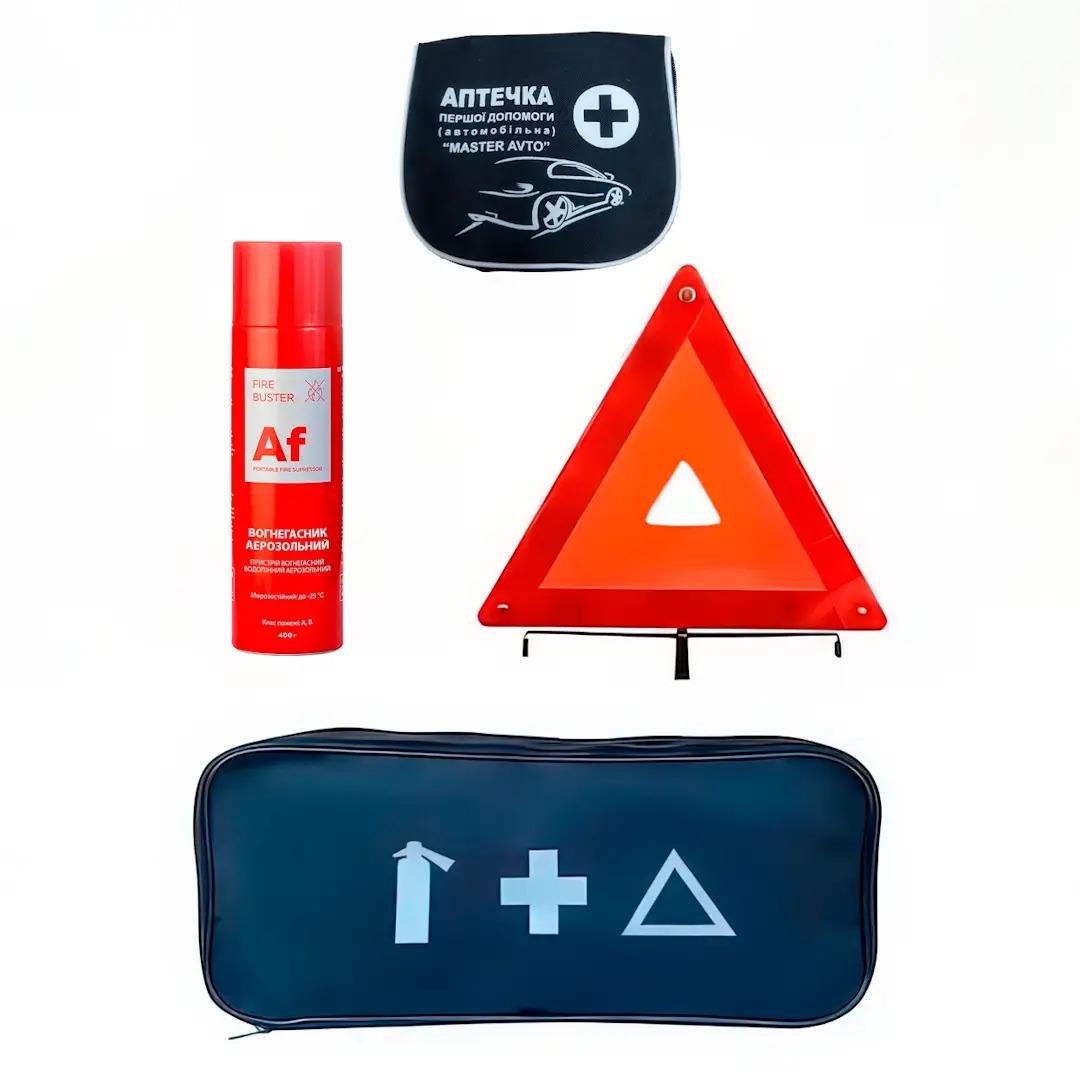 Набор автомобилиста AUTOMIX Т105 аптечка/знак евростандарт/огнетушитель