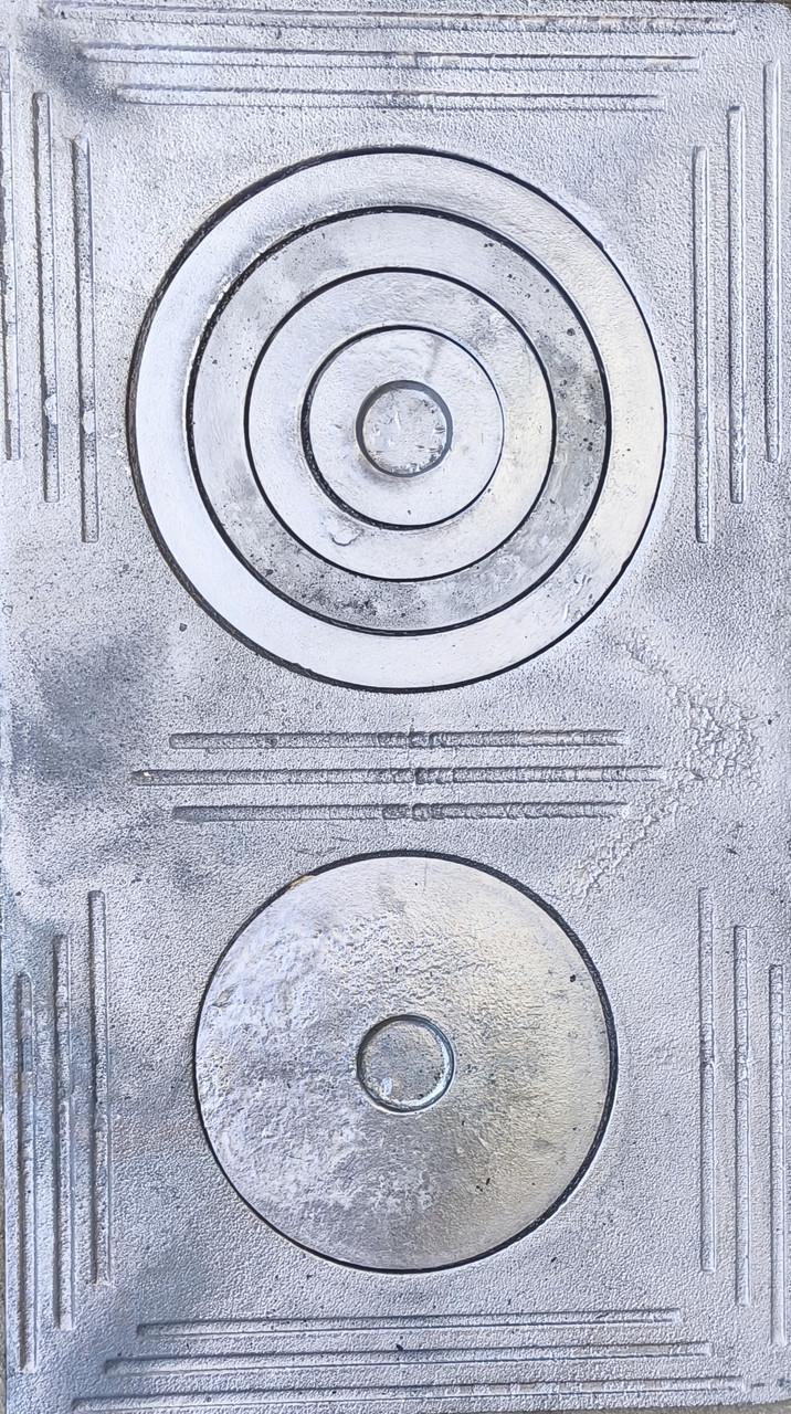 Плита чугунная 2-конфорочная усиленная с узором 710х410 мм.