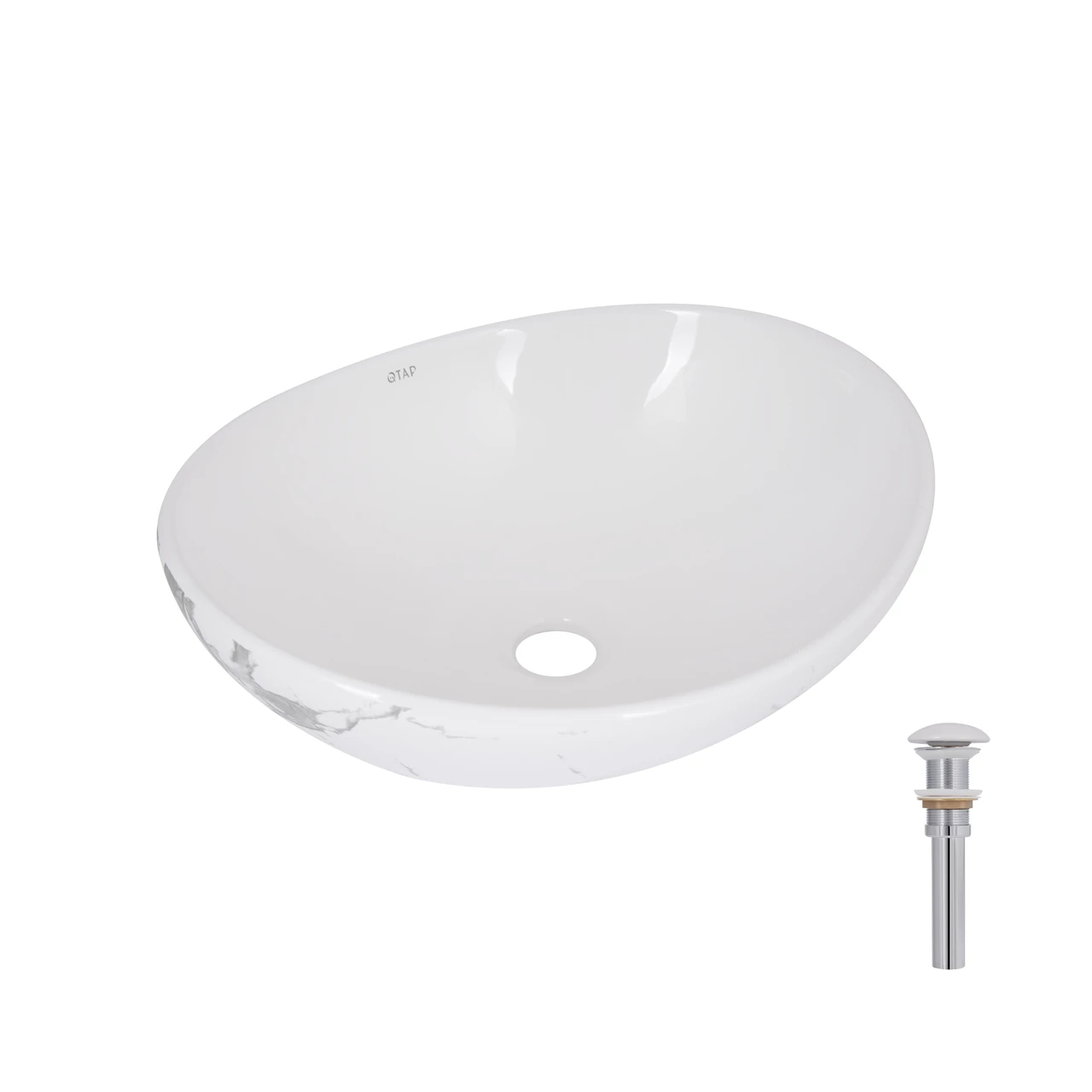 Раковина накладная Qtap Dove 415x340x140 мм Marble овальная с донным клапаном (QTDOV188SB49785) Раковина накладная Qtap Dove 415x340x140 мм Marble овальная с донным клапаном (QTDOV188SB49785)