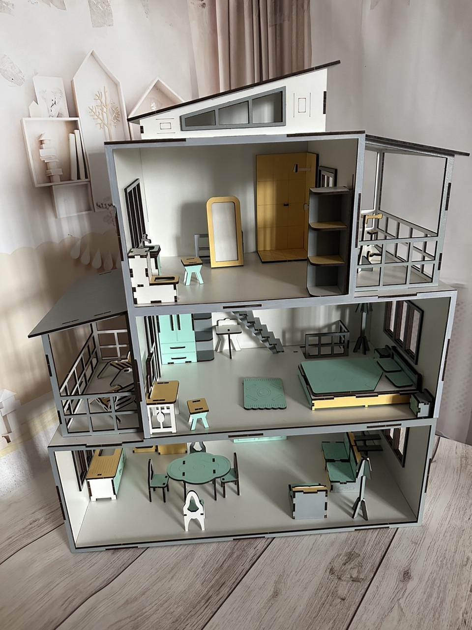 Дом кукольный деревянный Осенний с комплектом мебели (2010666862)