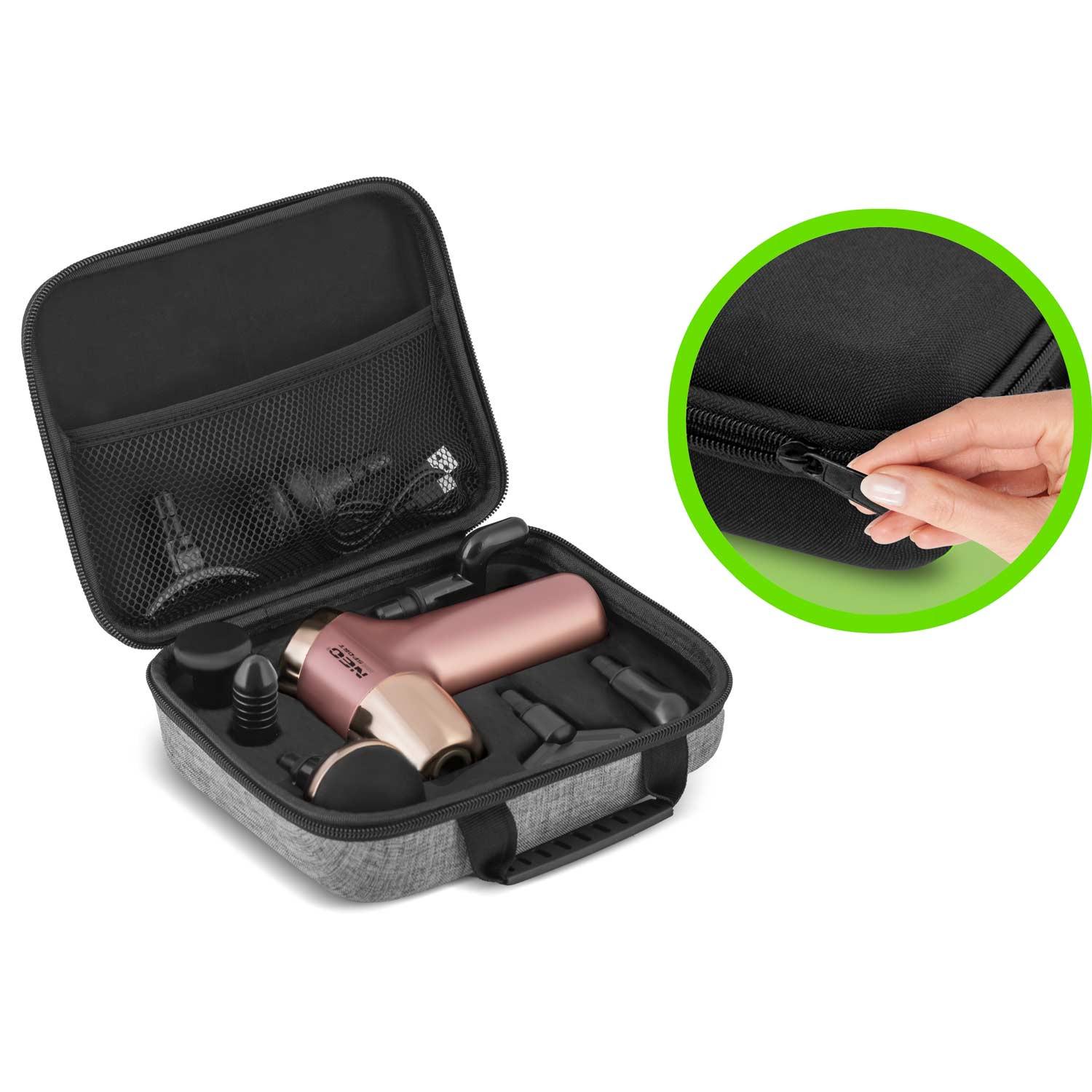 Масажний пістолет багатофункціональний Neo-Sport NS-500 8 насадок Рожевий (429838) - фото 8