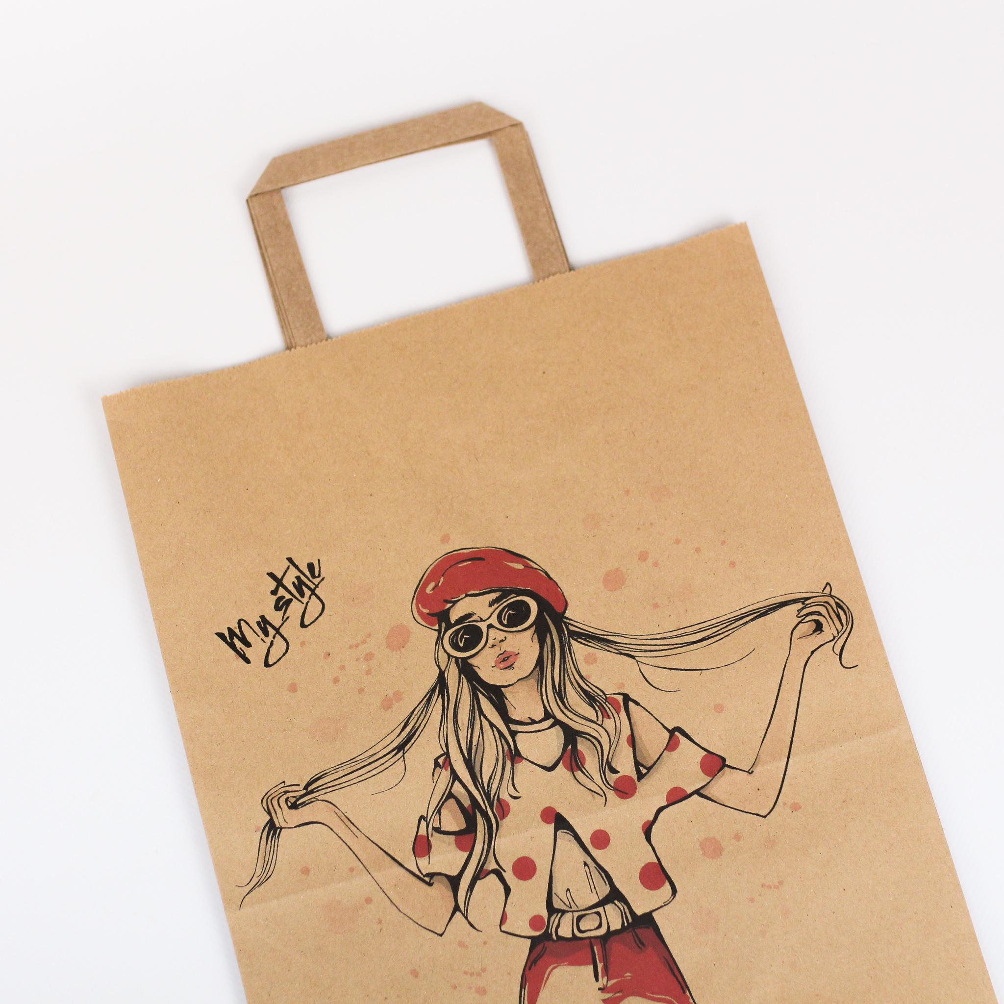 Пакет подарочный крафт 260х150х350 мм 20 шт. Коричневый - фото 4