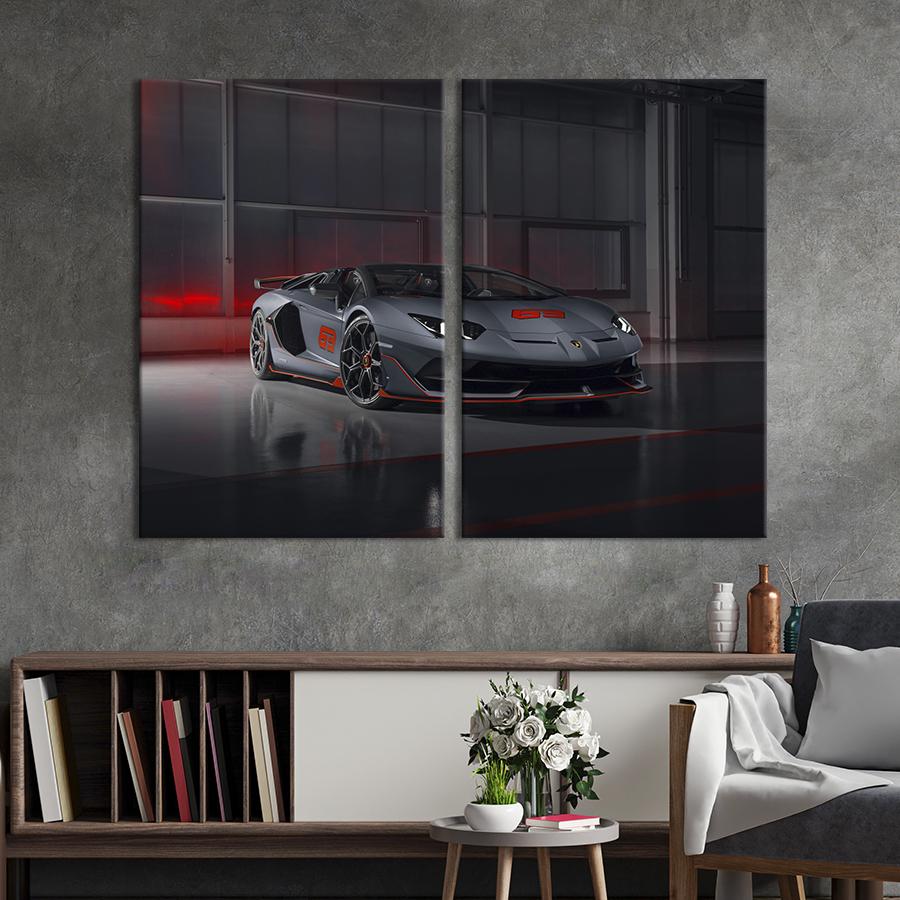 Картина на холсте Серый Lamborghini 111x81 см (1263-2)