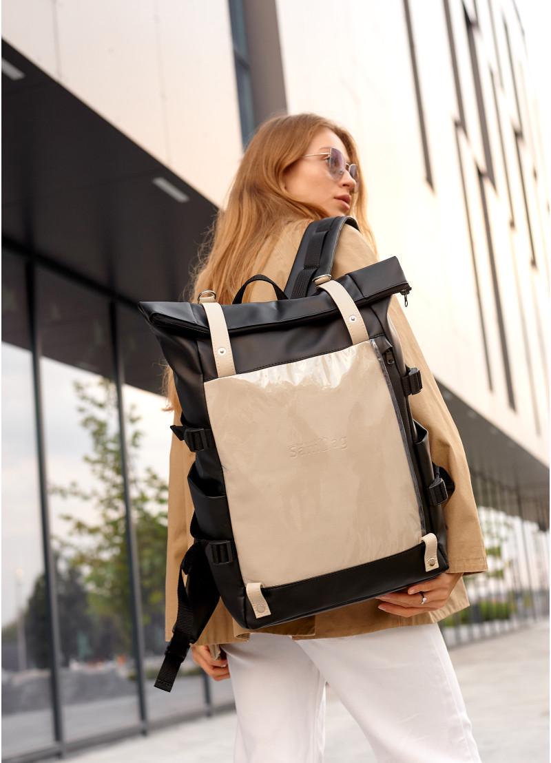 Рюкзак женский Sambag RollTop Hacking Черно-серый (24460130)