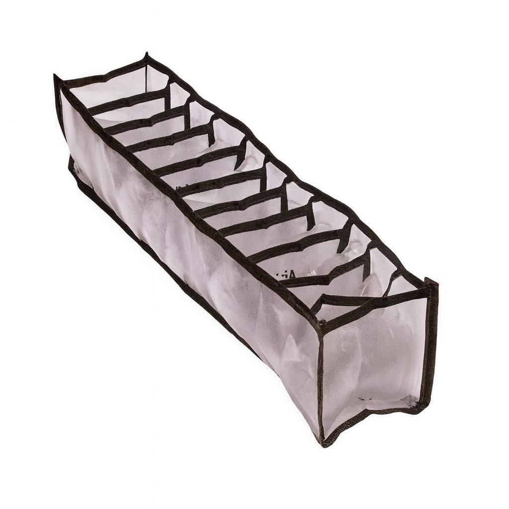 Коробка складная для хранения белья Stenson R94379-11 32х12х12 см 11 отделений Полупрозрачный с черным (486a2ee7) Коробка складная для хранения белья Stenson R94379-11 32х12х12 см 11 отделений Полупрозрачный с черным (486a2ee7)