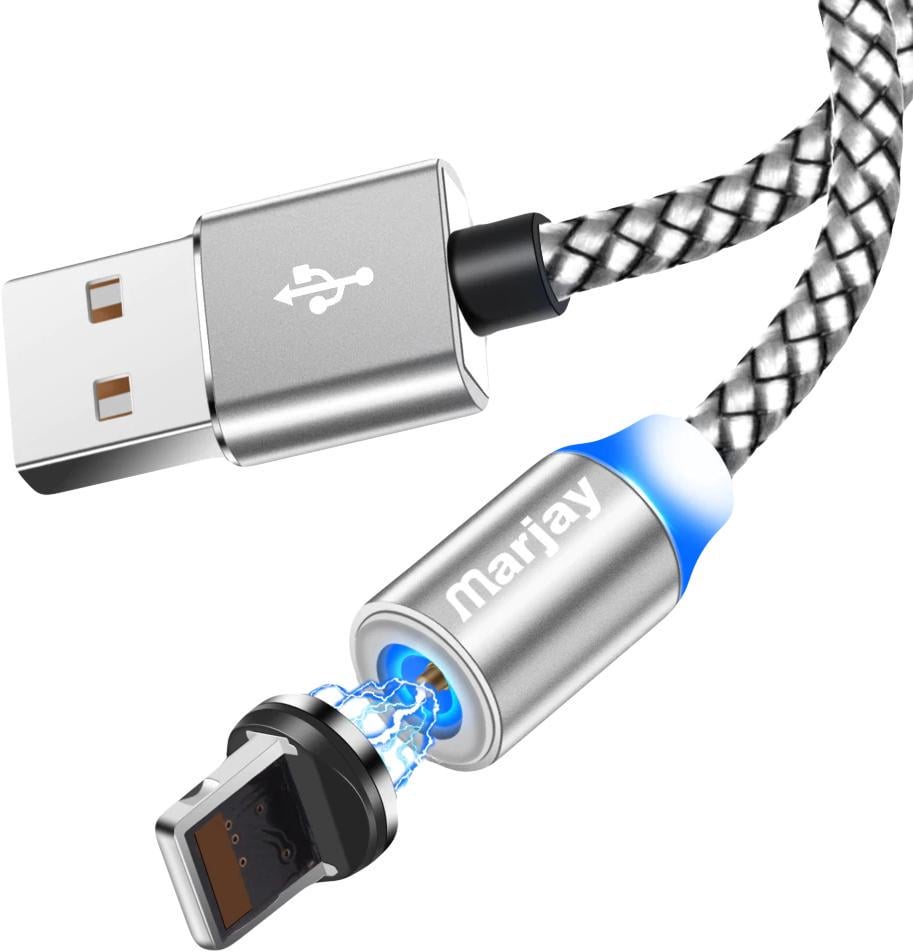 Кабель магнитный Marjay USB и магнитный переходник Lightning 2 м Silver (12034)