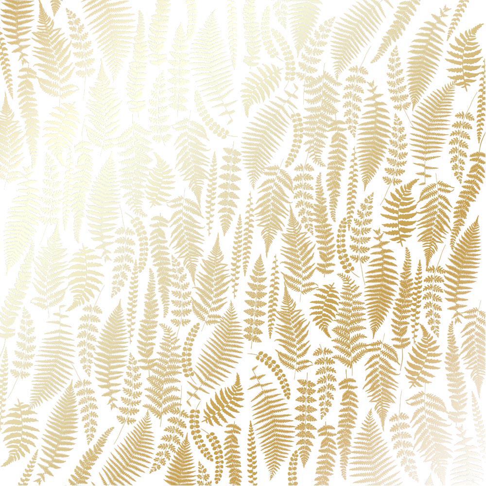 Лист бумаги односторонний Golden Fern с фольгированием 30,5х30,5 см White