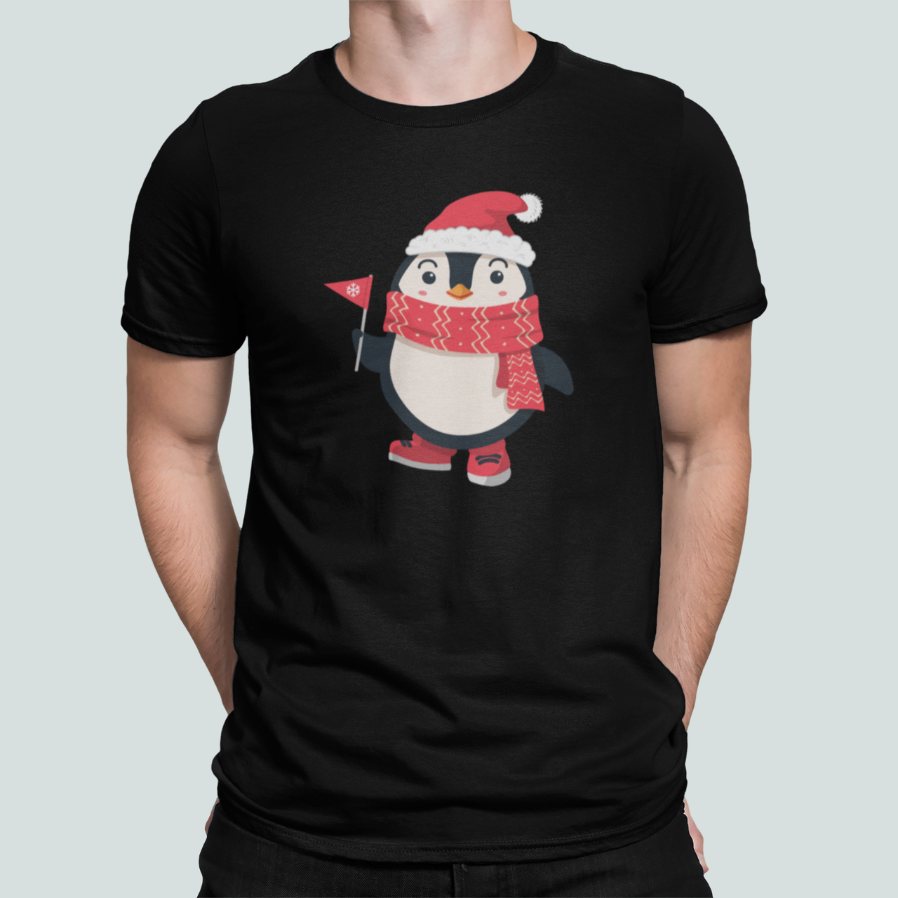Футболка чоловіча новорічна Stedman з принтом Hello winter Пінгвін S Чорний (НГ103-1)