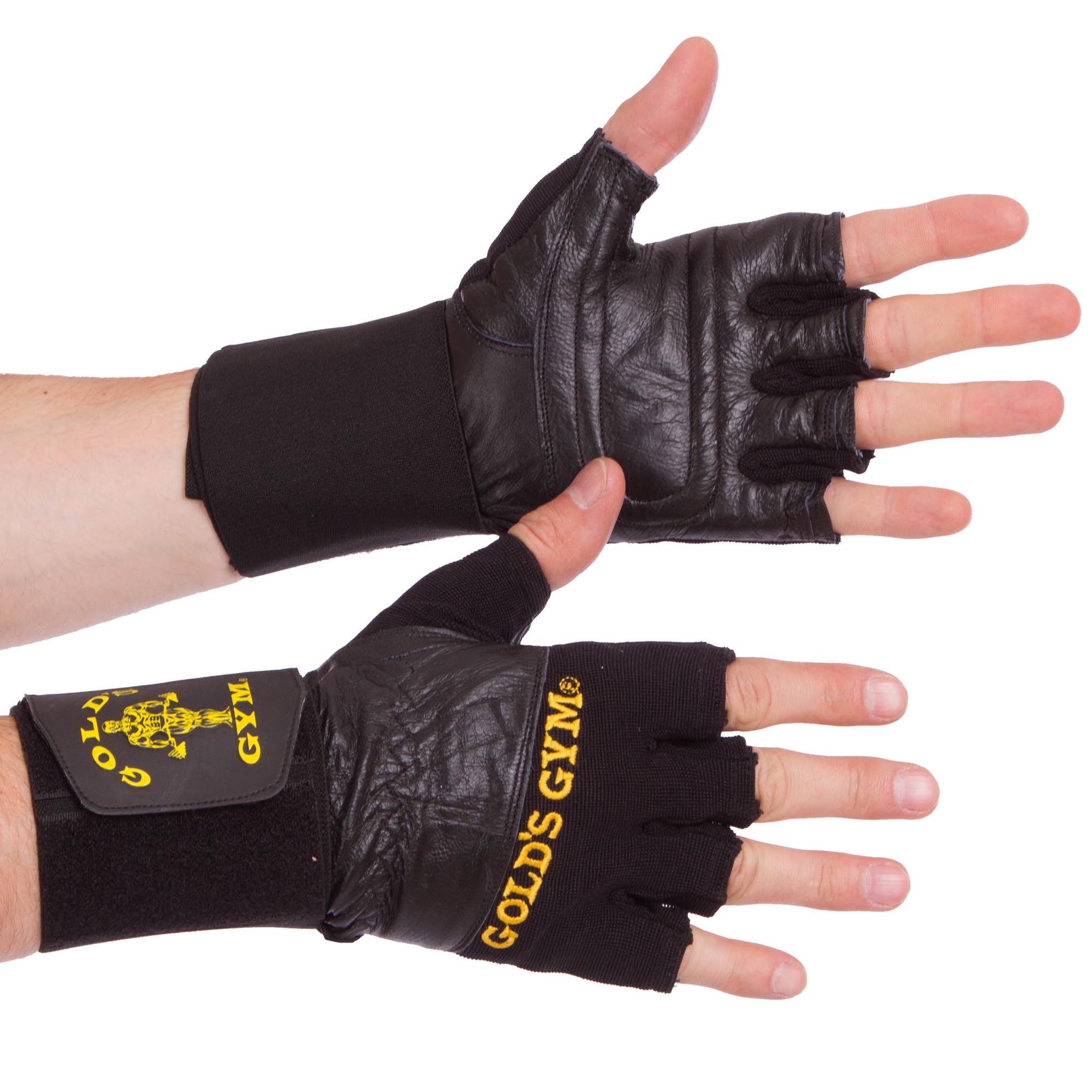Рукавички для важкої атлетики Zelart GOLDS GYM BC-3603 шкіряні S Чорний (DR003271)