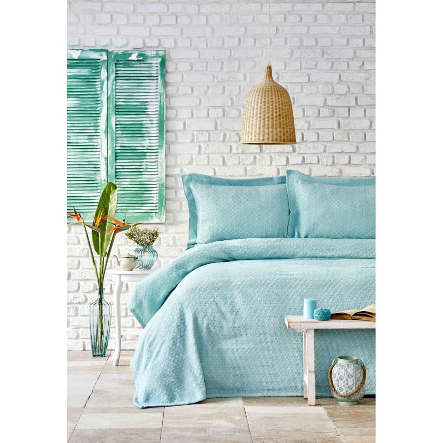 Покривало з наволочками Karaca Home-Stella 230х240 см євро Ментоловий (67919)