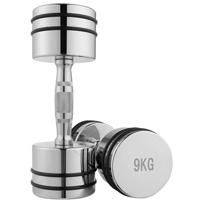 Гантель резиновое кольцо 9 кг 1 шт. Хром (80034D-9) - фото 2