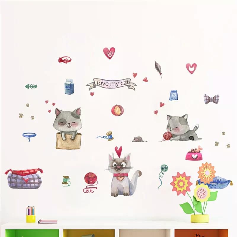 Наклейки на стену с котами I love me cat лист 30х90 см (Б324)