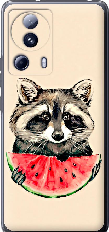 Чохол на Xiaomi 13 Lite Єнотик з кавуном (4605u-3017-42517)