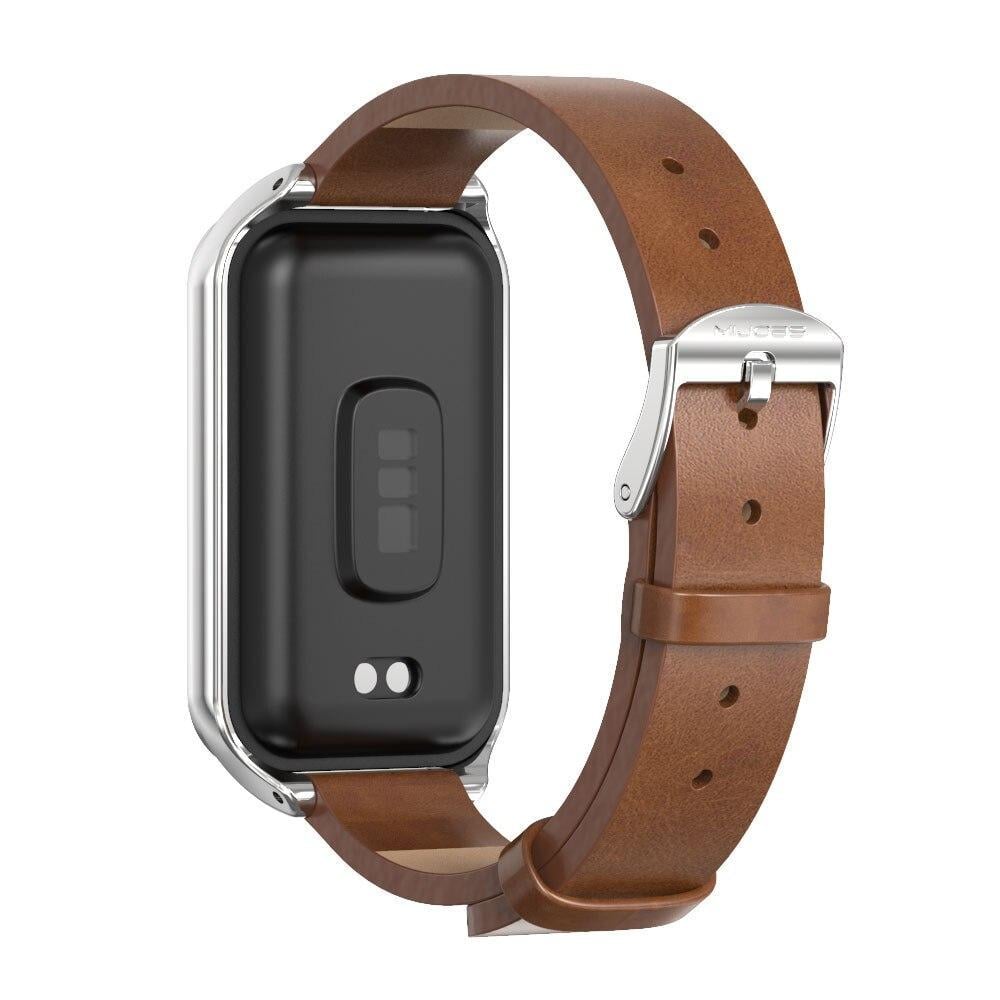 Ремешок кожаный Mijobs для фитнес браслета Xiaomi Redmi Smart Band 2 Brown