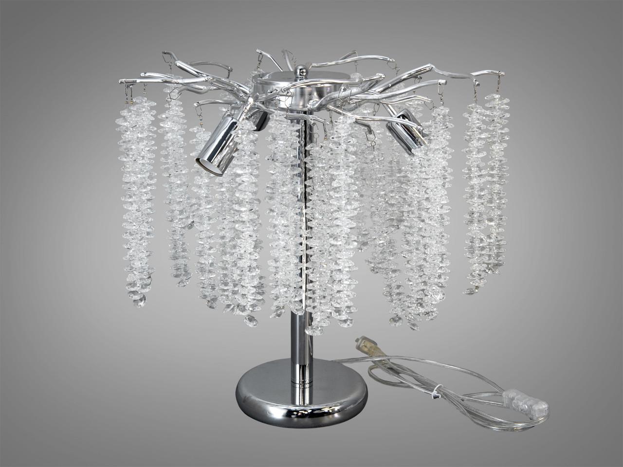 Настільна лампа для вітальні 605-3T CH Гліцинія з кришталевими підвісками Хром (2817447051)