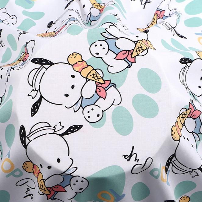 Тканина віскоза LuxFabric Pochacco ice cream green принтована 153 г/м² 1,45 м 1 м (ТП1431в91)