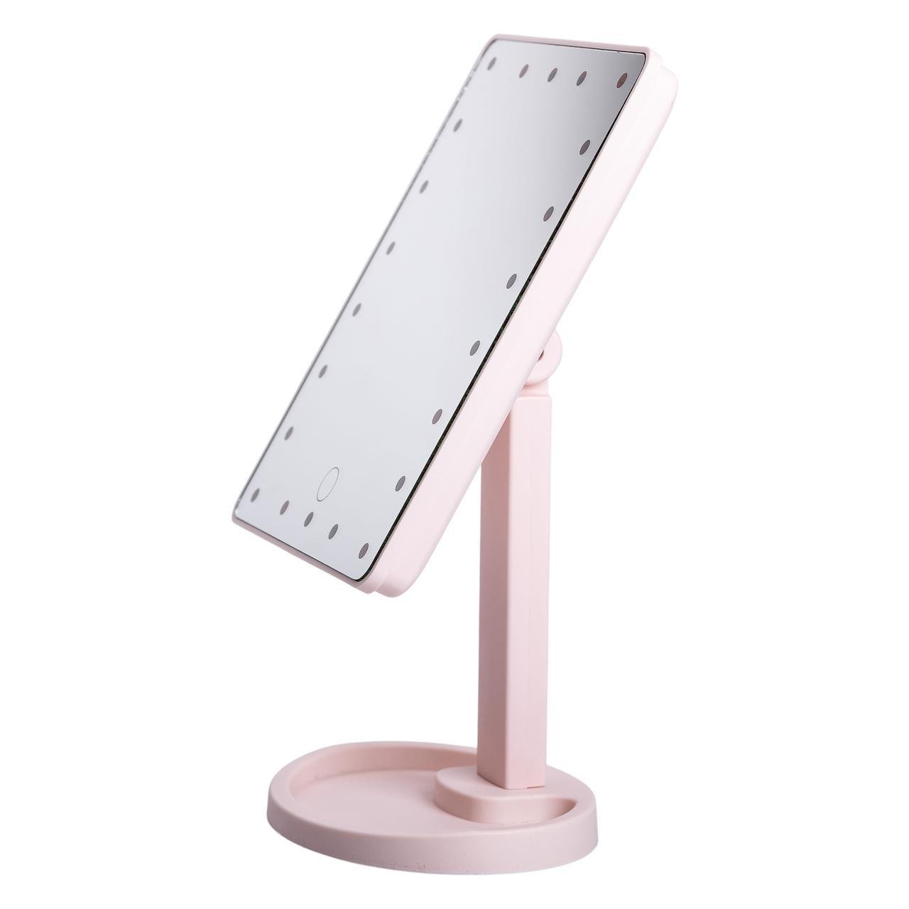 Зеркало настольное с подсветкой HP-10-4AP 22 LED д 21х16 см USB Розовый (A-033794) Зеркало настольное с подсветкой HP-10-4AP 22 LED д 21х16 см USB Розовый (A-033794)