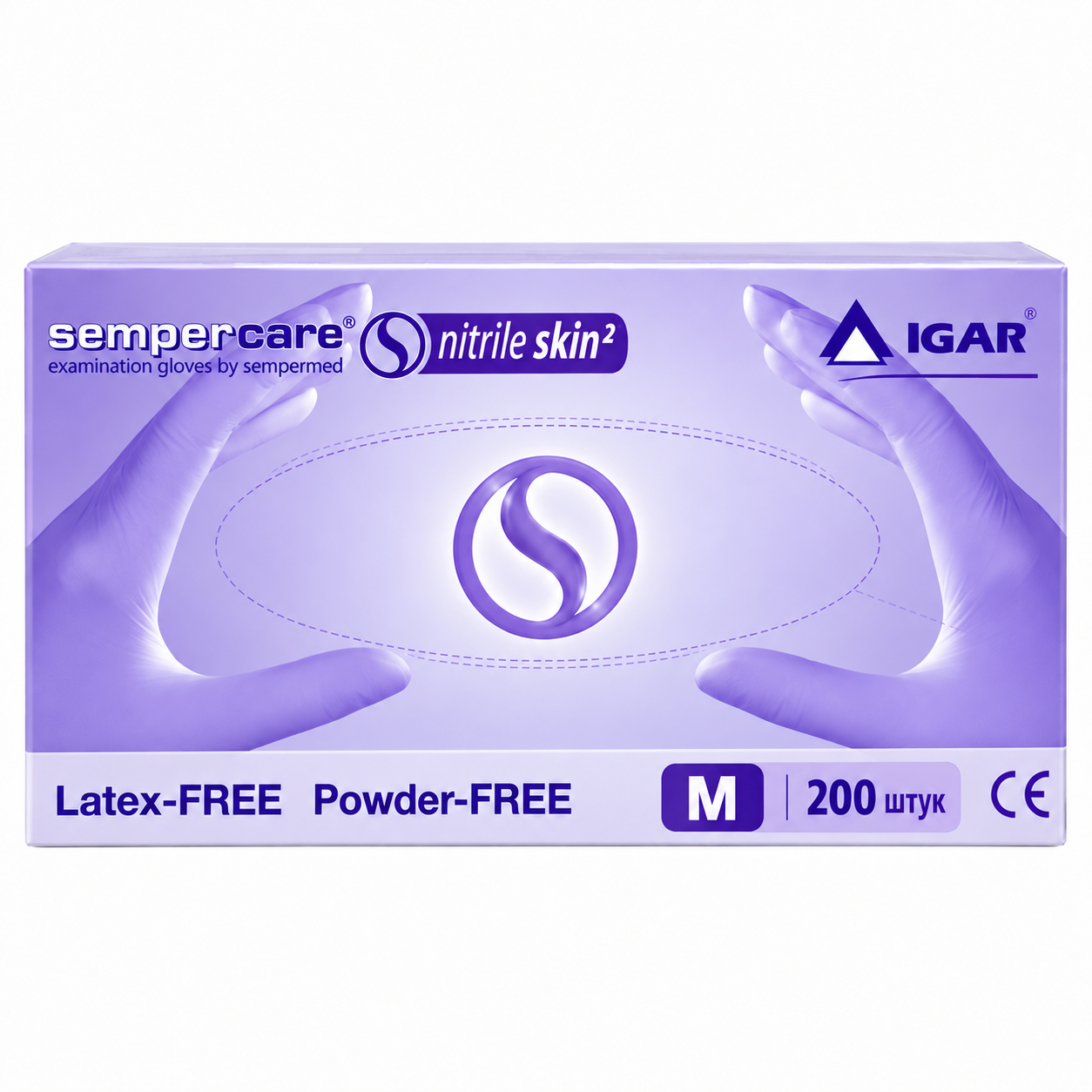 Перчатки нитриловые IGAR Sempercare Nitrile Skin2 смотровые нестерильные неприпудренные 100 пар М Синий (000006234)