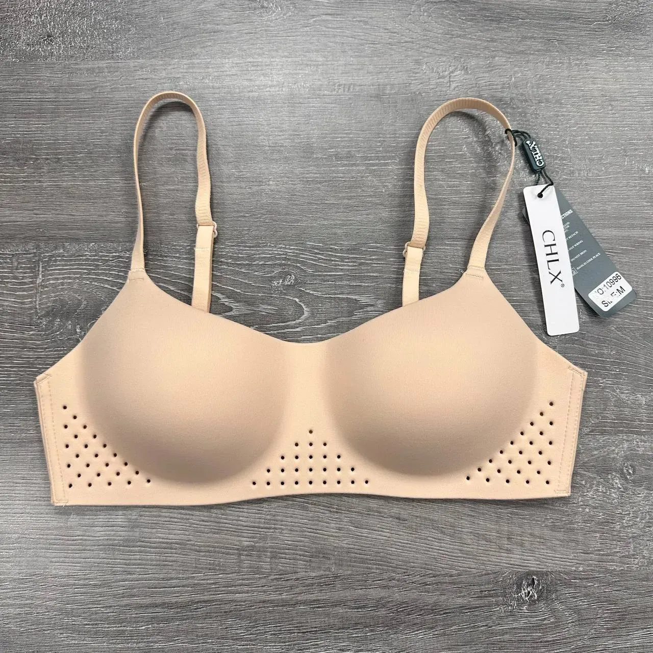 Бюстгальтер с перфорацией и чашками из тонкого поролона без косточек 10996k L Бежевый