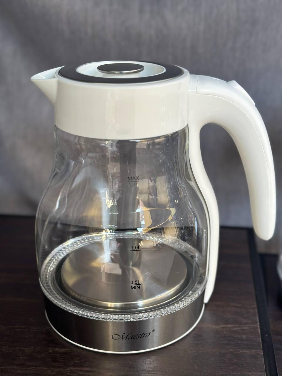 Электрочайник Maestro MR-061 стеклянный 2200W 1,7л Белый (14610231) Электрочайник Maestro MR-061 стеклянный 2200W 1,7л Белый (14610231)