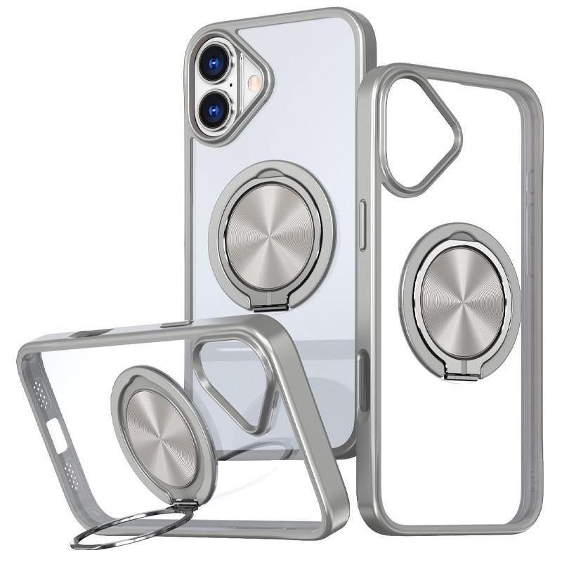 Противоударный чехол TPU+PC Metal Ring with MagSafe для Apple iPhone 16 (6.1") Серый