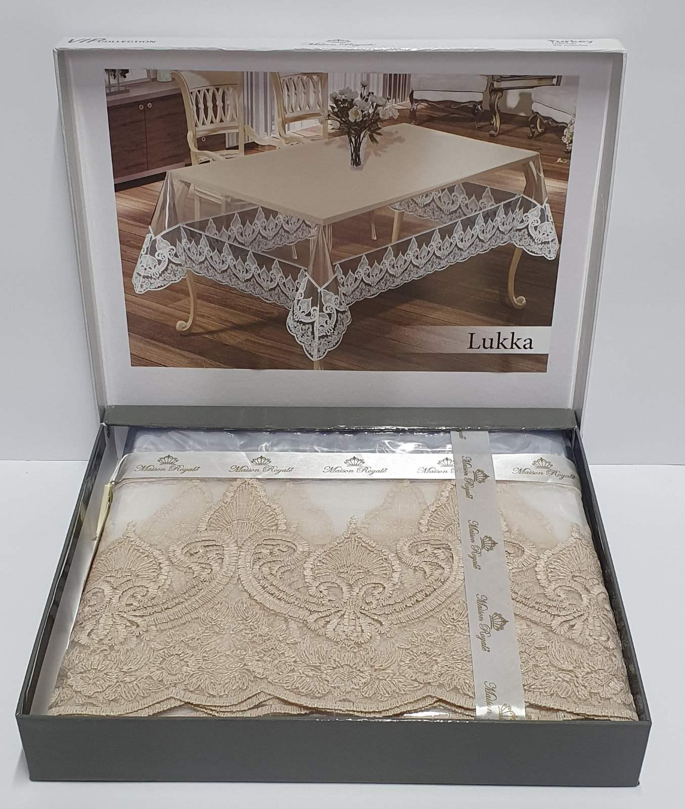 Силиконовая скатерть с кружевом Maison Royale 160x350 Lukka Cappucino (CN5228)