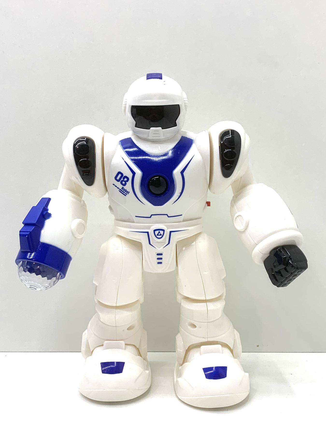 Робот TK Union Group з LED-підсвічуванням звуки та команди українською мовою 21 см Біло-синій (TK-31140 UK)