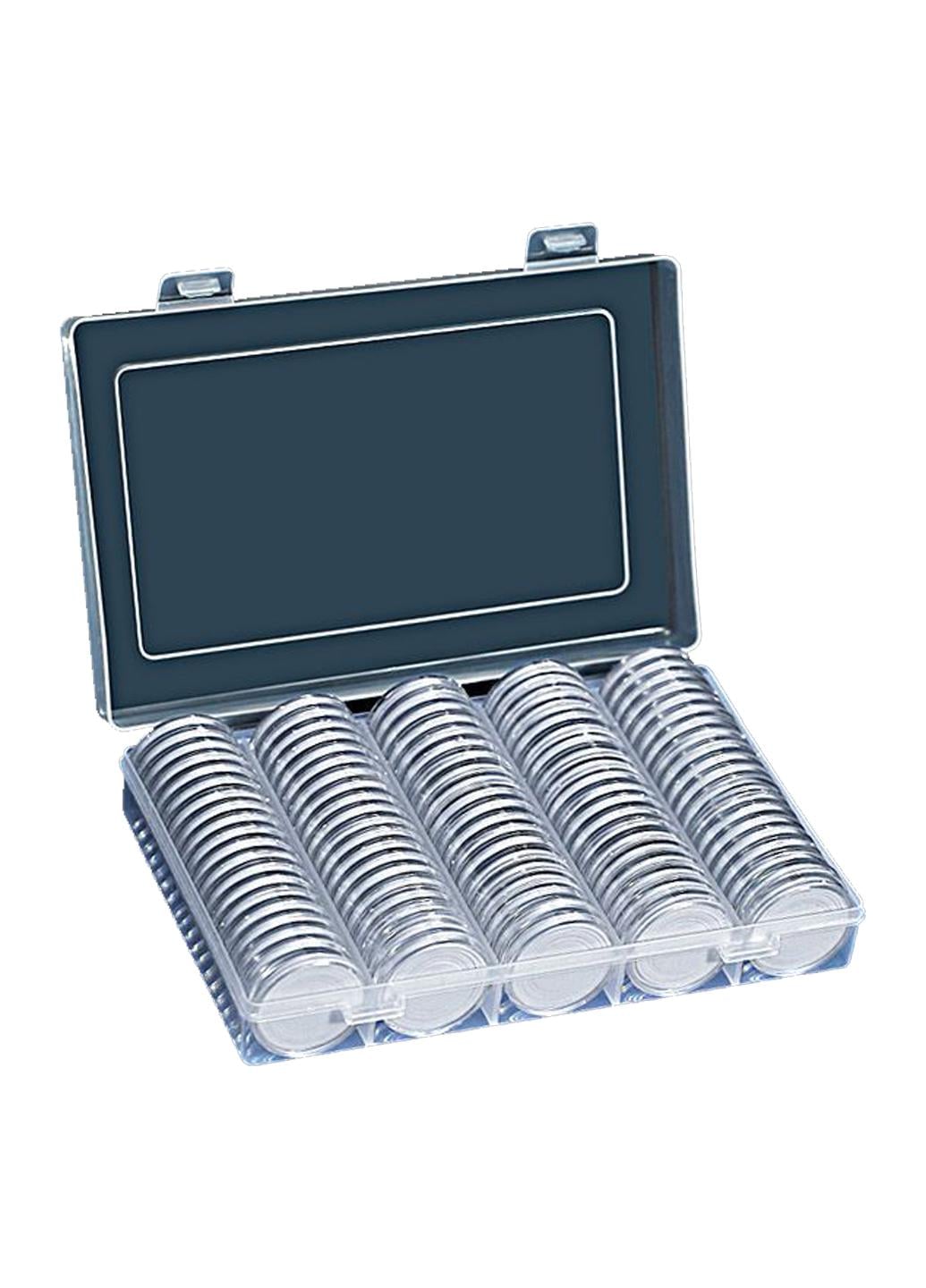 Органайзер пластиковий Jiesheng на 100 монет 30 мм із капсулами 100 шт. Прозорий