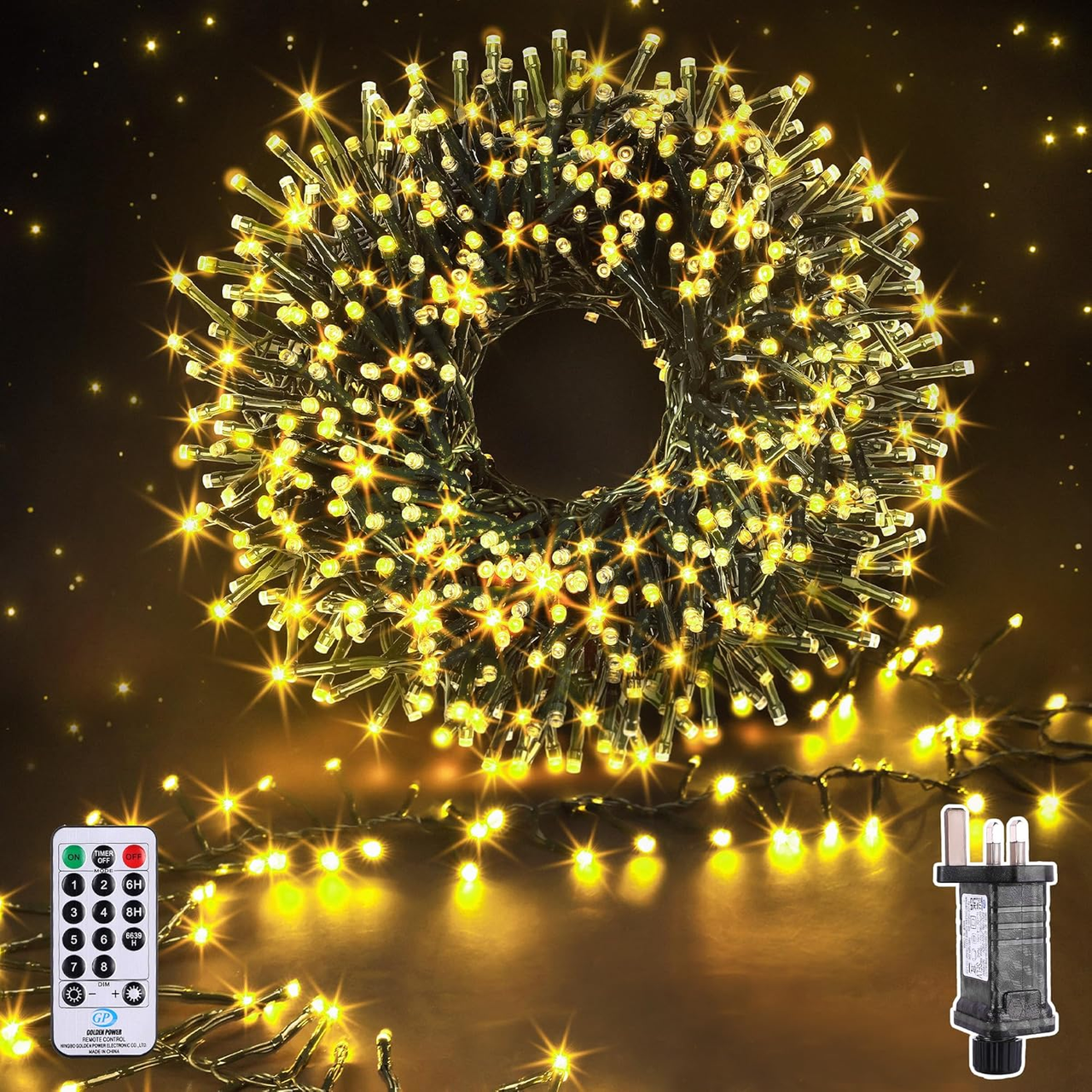 Гирлянда уличная Nextronix 1000 LED IP44 8 режимов с пультом и таймером 15 м Теплый белый (2985834670)