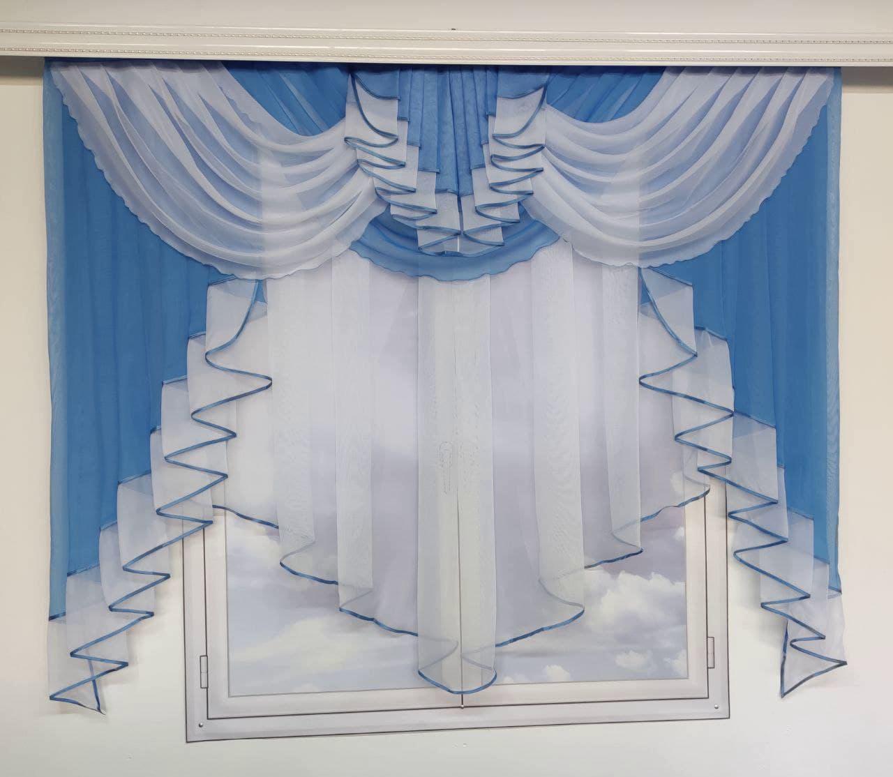 Фіранка з ламбрекеном ALBO 200x160 см Блакитний (KU-178-29)